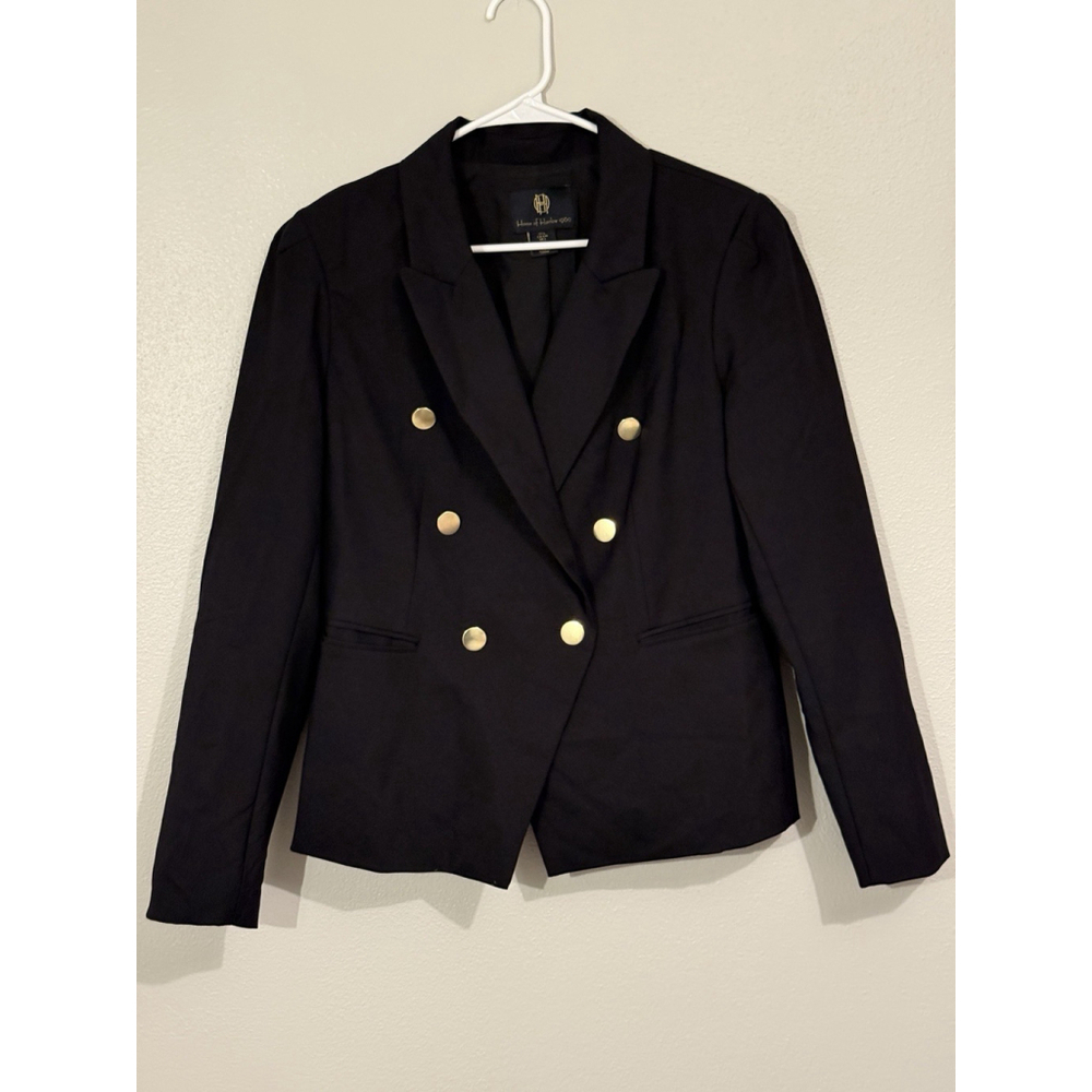 House of Harlow 1960 Black Gold Button Blazer Large